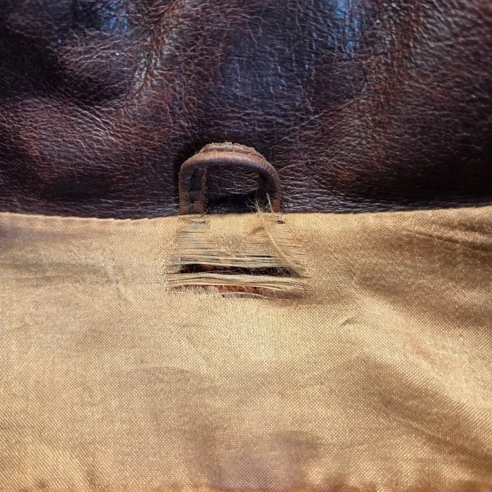 Vtg 90's WILSONS‎ Leather PATINA Coat LARGE JULIAN Brown Baggy Heavy Jacket